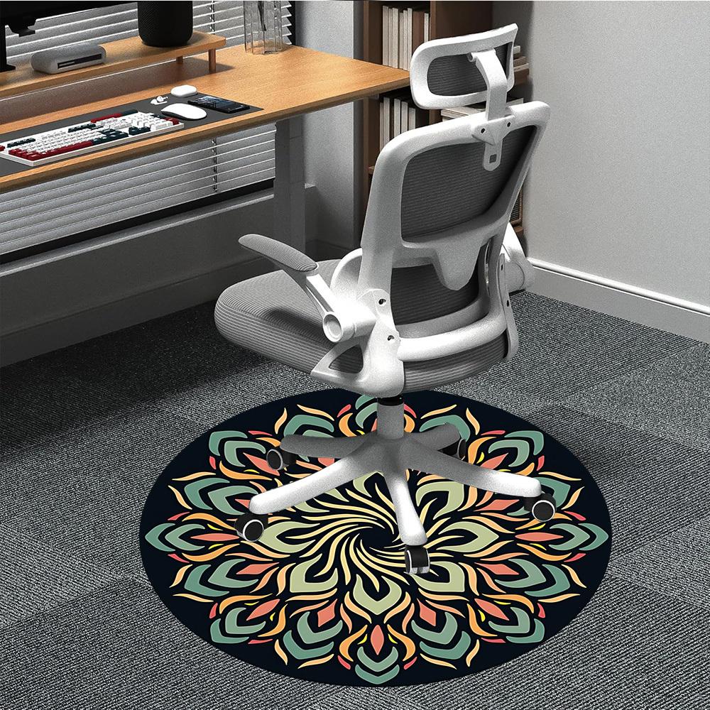 1PC Mandala Pattern Chair Carpet for Office Non-Slip, Lightweight, Machine Washable Rug for Office, Sleeping, Room - Holiday Decoryy251009025