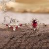 European and American new fashion red zircon inlaid with luxurious personality court-style women's rings