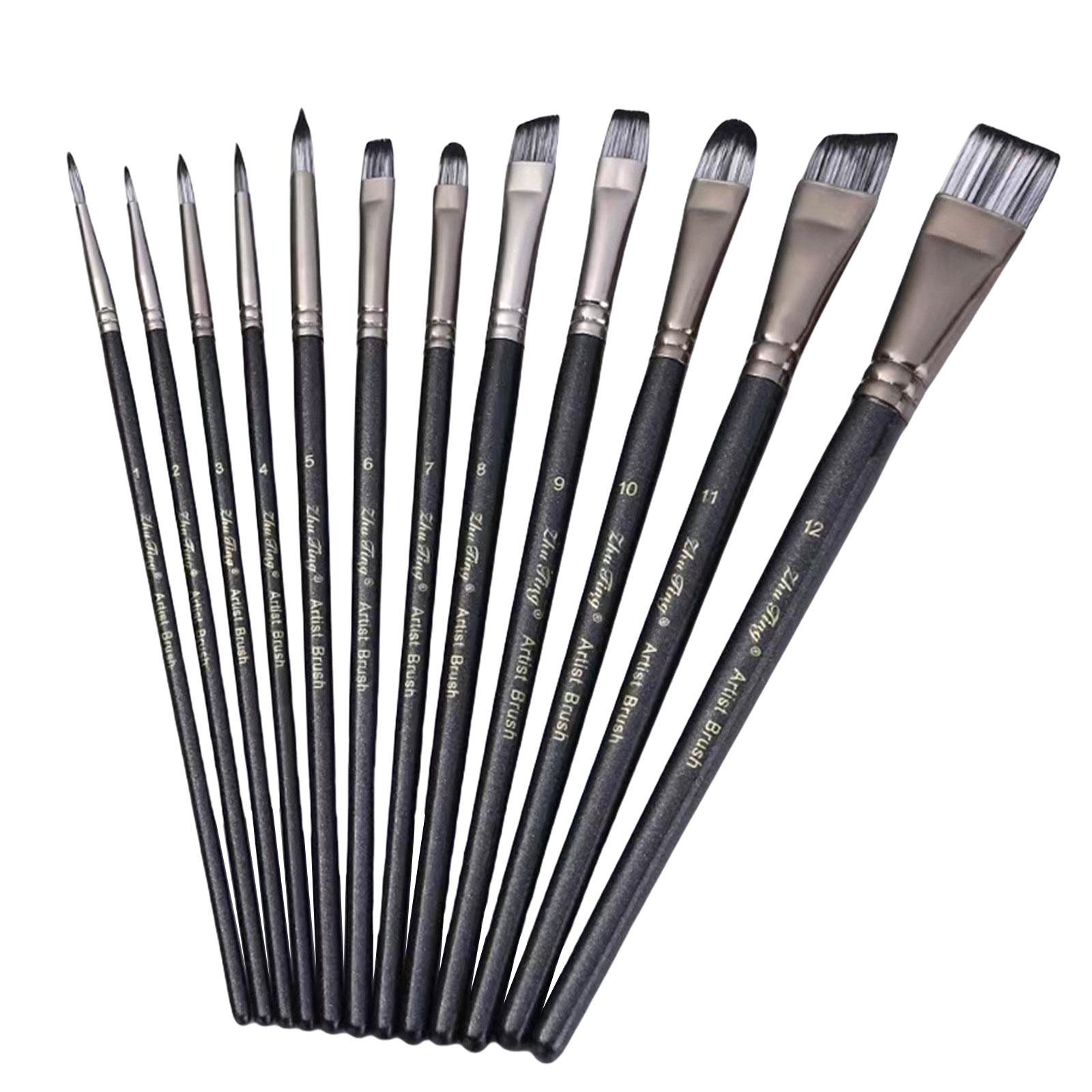 

12 шт. профессиональная кисть для рисования, нейлоновая щетина для рисования акварелью, гуашью, акриловым маслом, лицом и телом
