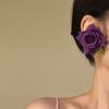 Cloth Floral Stud Earrings Solid Color Drop Earrings Retro Rose Flower Earrings  Women