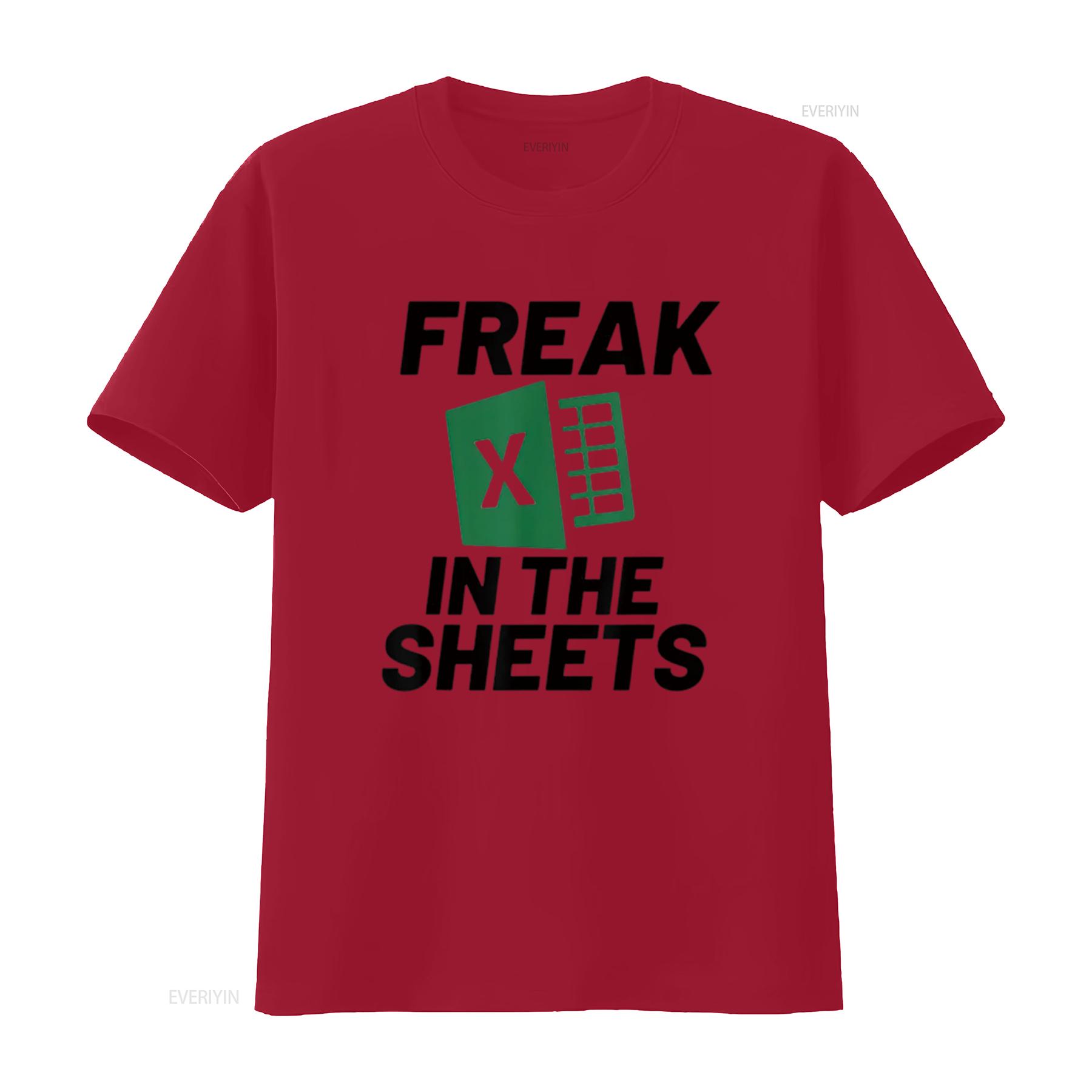 Mens Freak In The Sheets Excel Funny Accountant s T Shirt White vintage Washed Slightly Breathable fashion homme Casual Unisex S