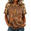 Women's Raglan Sleeve Neck Letter Print Short Sleeve T-Shirt for Casual Daily Wear