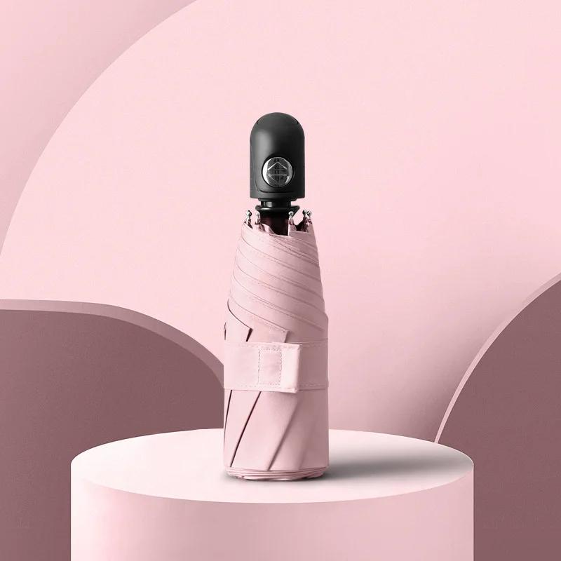 

Полностью автоматический карманный зонт, милый мини-зонт с черным покрытием, 5-кратный компактный зонт для мужчин и женщин, мини-зонт Parapluie розовый