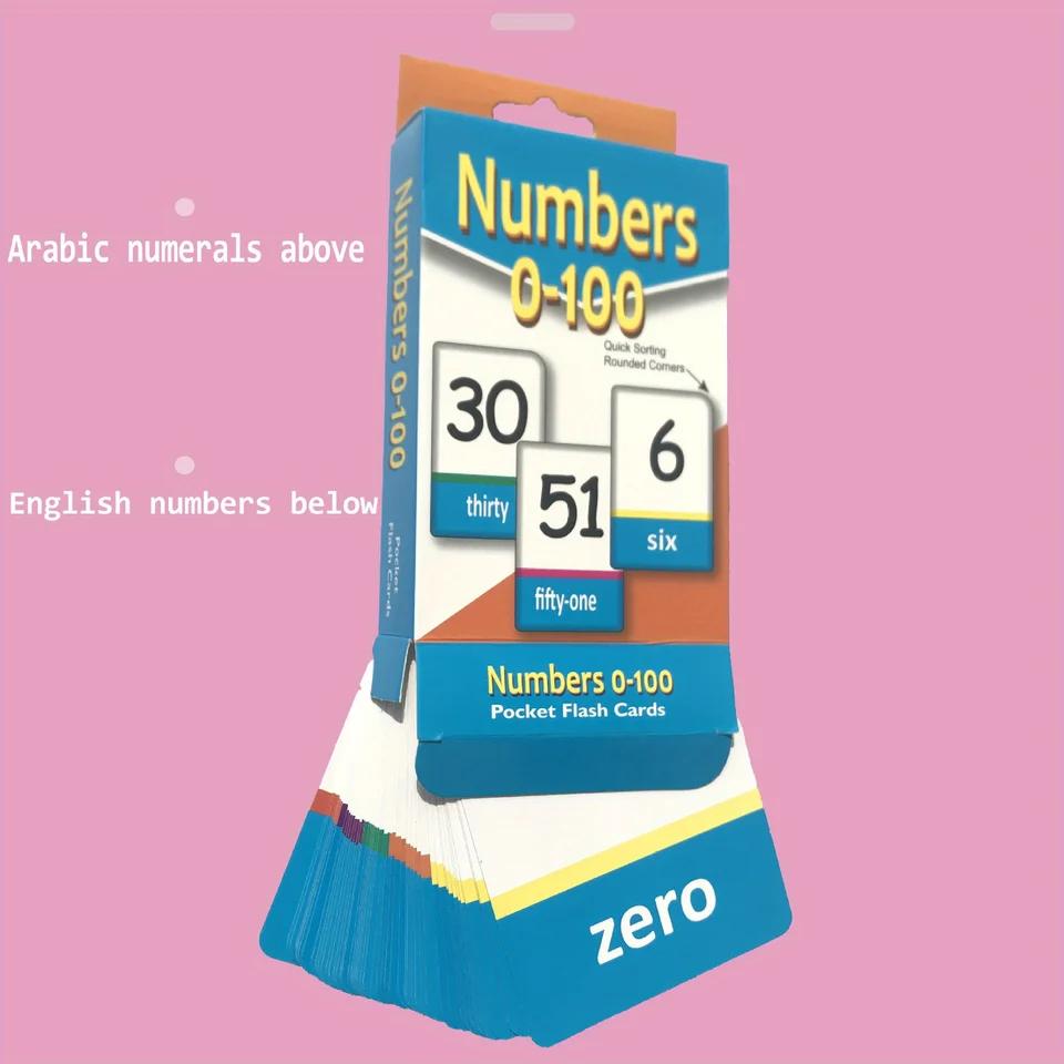 51pcs 0-100 Flashcards for Kids English Learning Educational Number Cards Early Childhood Teaching Resource Words Reading Card