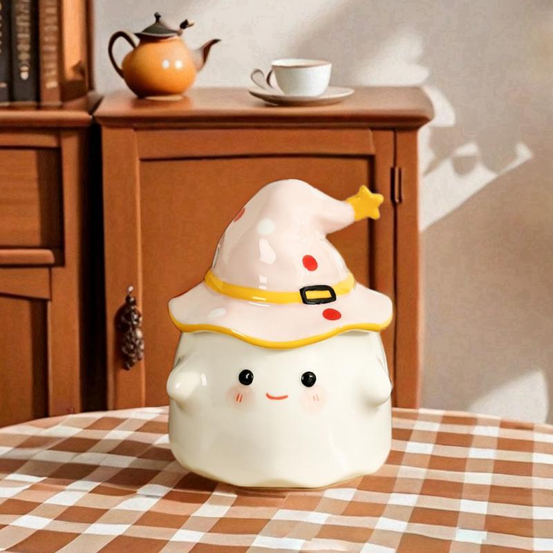 Halloweenský hrnek Halloweenský hrnek s duchovým vzorem Keramický hrnek s duchem a víčkem Roztomilý 350ML na Halloween doma a v práci