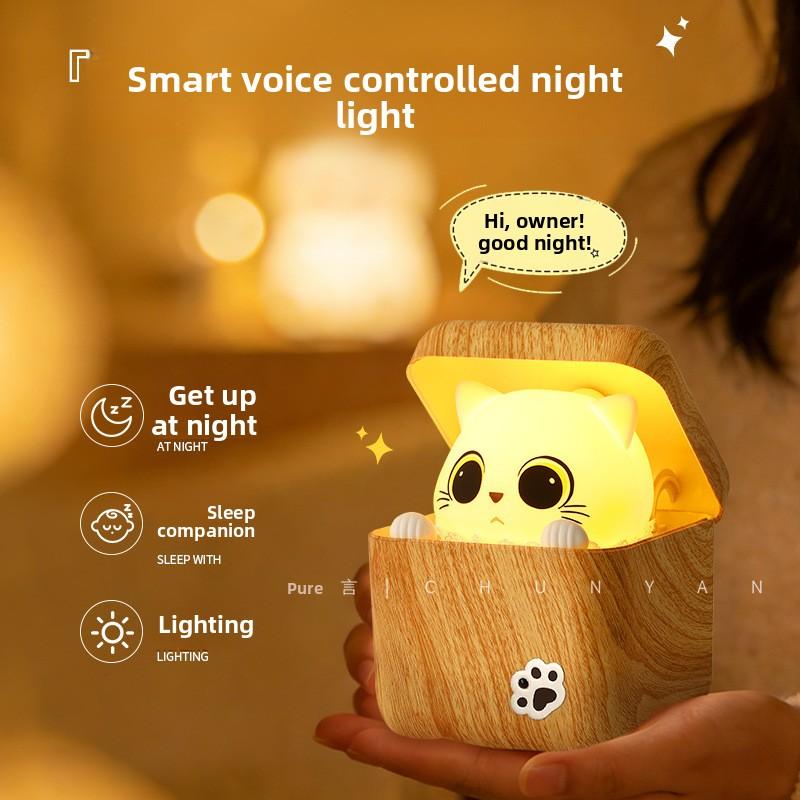 LED Light Cat Night Light Eye Protection 3 Color Modes Voice Control Lamp for 36v/1000mAh 3000mAh