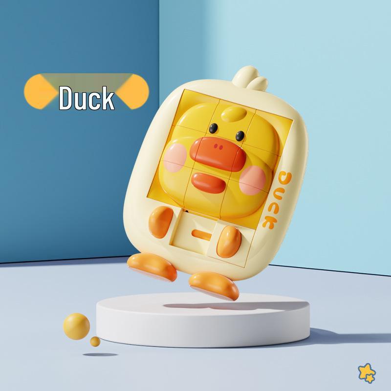 

3D Sliding Puzzle Toy: Cartoon Animal, Dinosaur & Duck Design for Kids Education