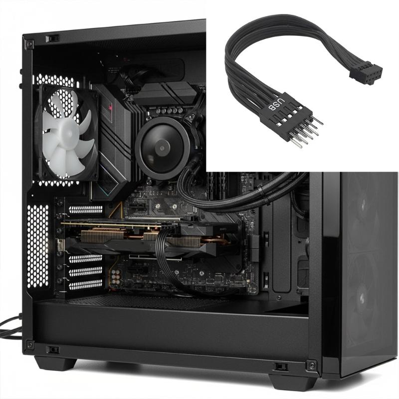 ABS Metal PVC Construction 9Pin To 10Pin USB Adapter Cable For Computer Motherboards Linkage Long Performances