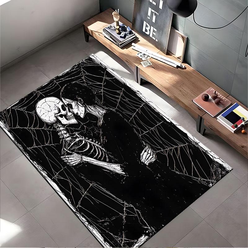 Skeleton Couple Gothic Artwork Suitable As a Non-slip Mat for the Living Room or Bedroom Sofa