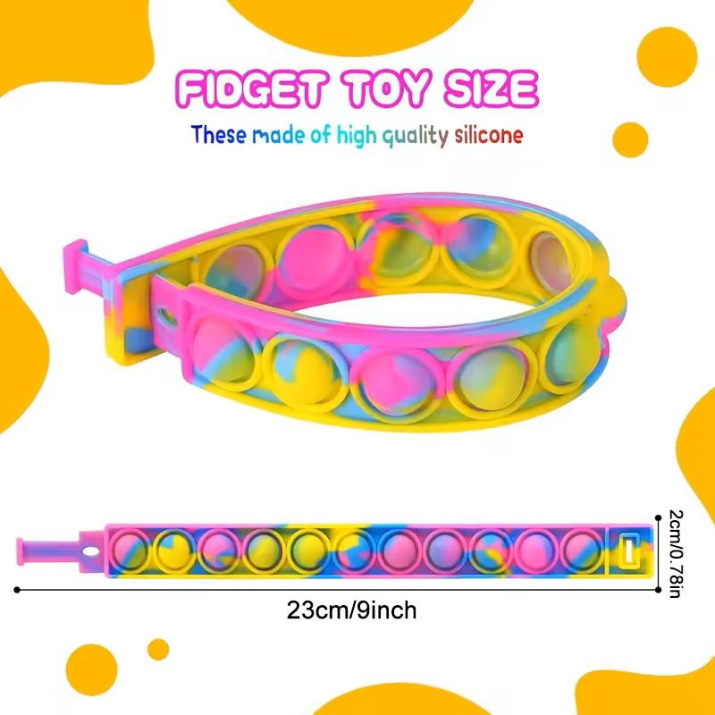 Colorful Silicone Bracelet Anxiety Sensory for Autism Adult Pops Bubble Simple Dimple Toy Fidget Anti Stress Relief Toys Game