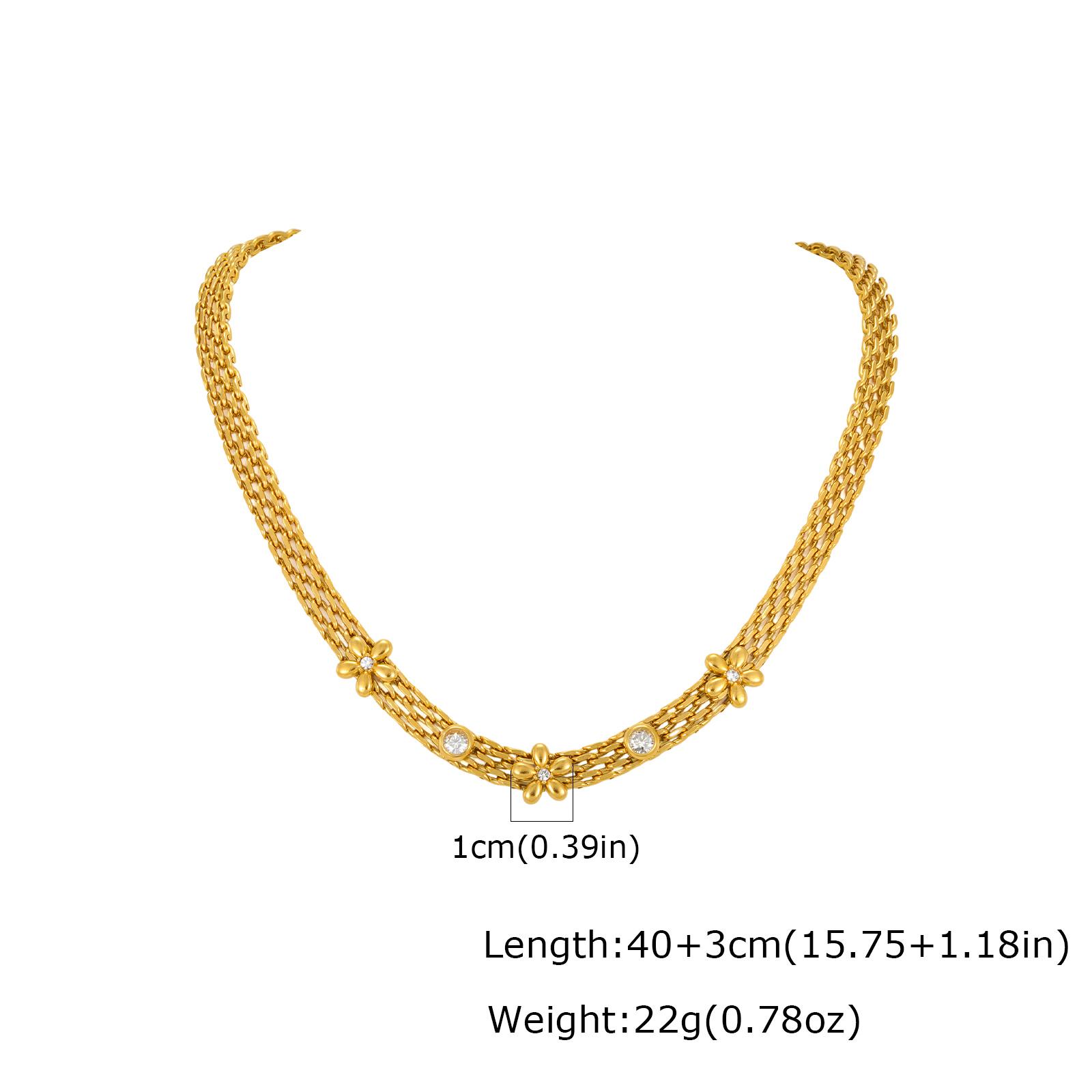 

Mesh Chain Necklace for Women, White Zircon Daisy Flower Choker Necklace Anti-Tarnish Stainless Steel Jewelry