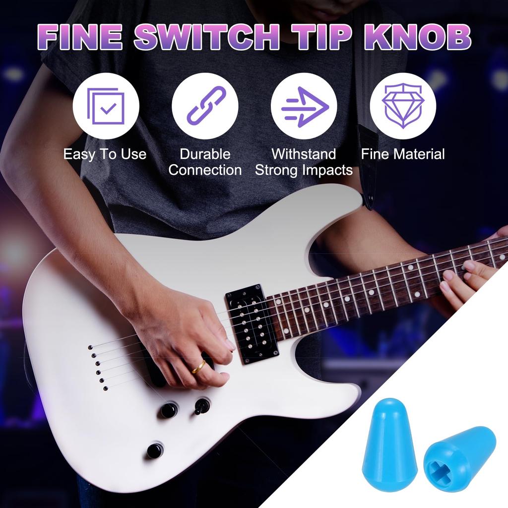 uxcell Electric Guitar Switch Tip Knobs of Cross Opening Toggle Switch Caps SQ Style Electric Guitar Pickup Selector Replacement Parts Light Blue (Set