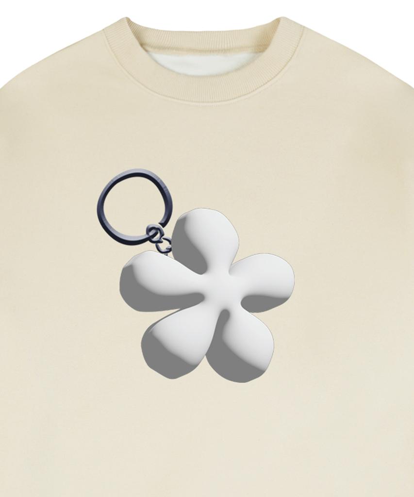 GRAVER [Unisex] Flower Keyring Sweatshirt_Cream