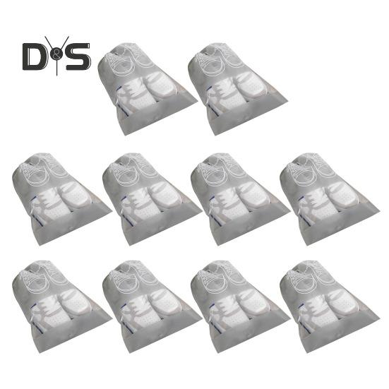 

10 шт. дорожная сумка для хранения обуви набор дышащий дизайн сапоги обувь сумка на шнурке многофункциональный органайзер M светло-серый