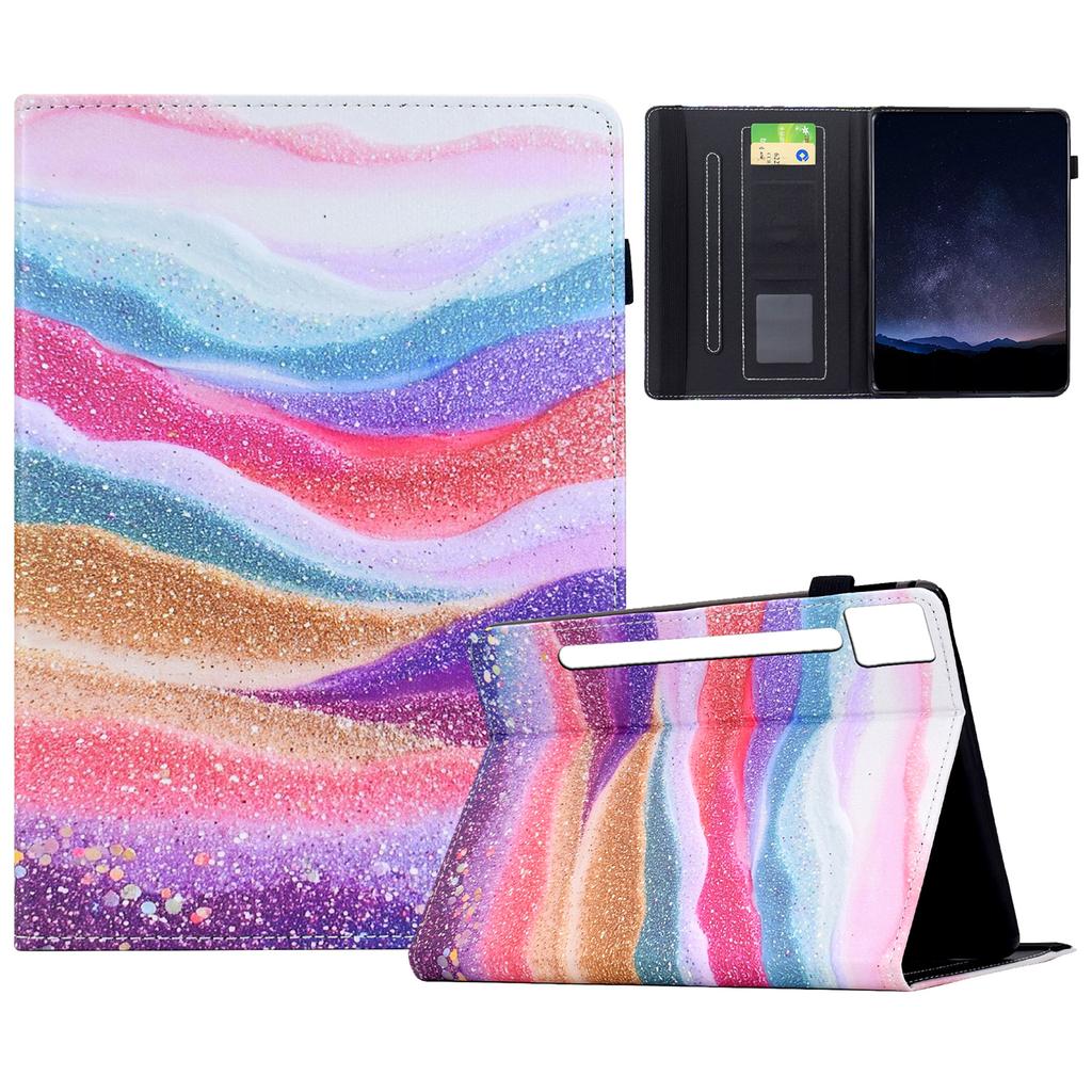 For Lenovo Idea Tab Pro/Tab P12 Pro Gen 2 Leather Case Pattern Print Card Slots Stand Auto Sleep Wake Tablet Cover