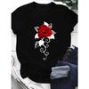 Flowers Print T-shirt, Short Sleeve Crew Neck Casual Top for Summer & Spring, Women's Clothing