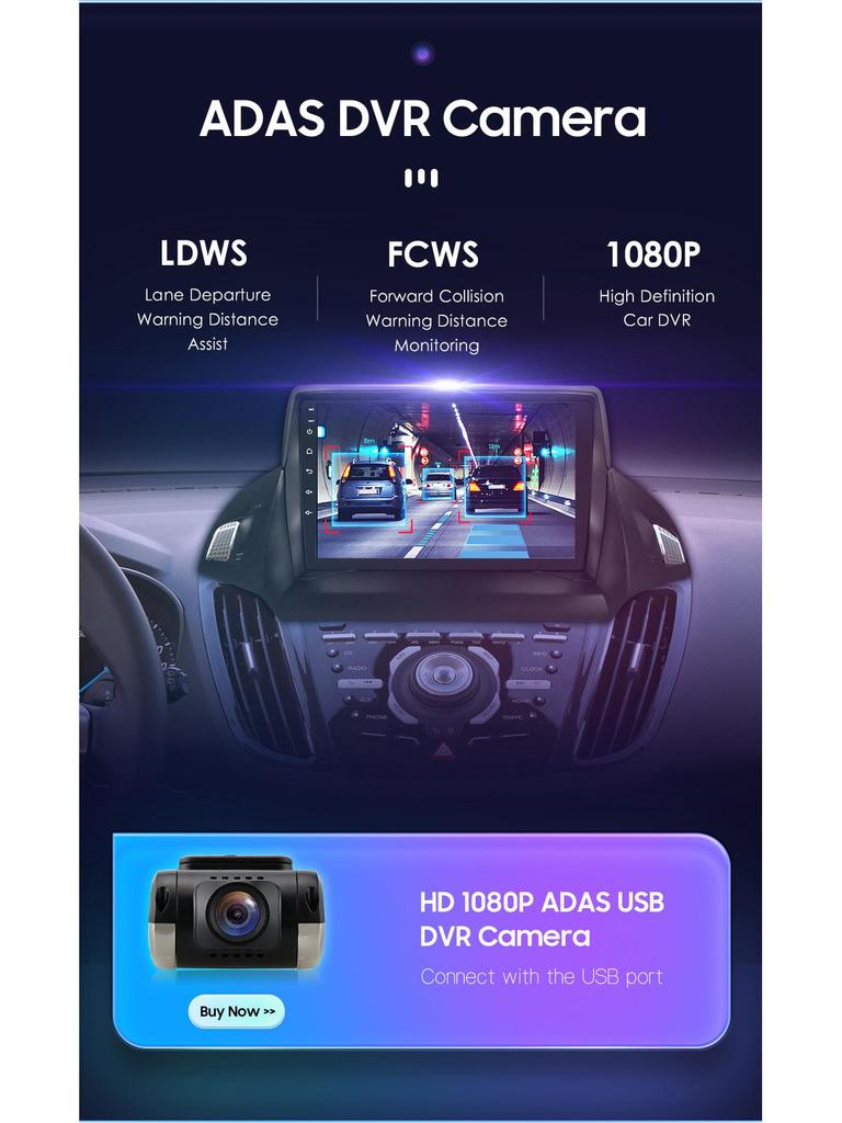 9-inch Android GPS Navigation Screen for 2013-2017 Ford Kuga Center Console