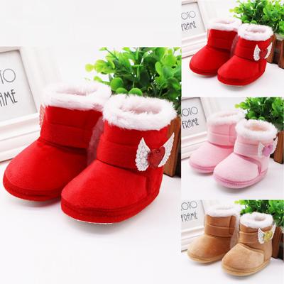 Bottes de noël à semelle souple pour nouveau-né, chaussures chaudes pour les premiers pas, imprimé neige, pour bébé