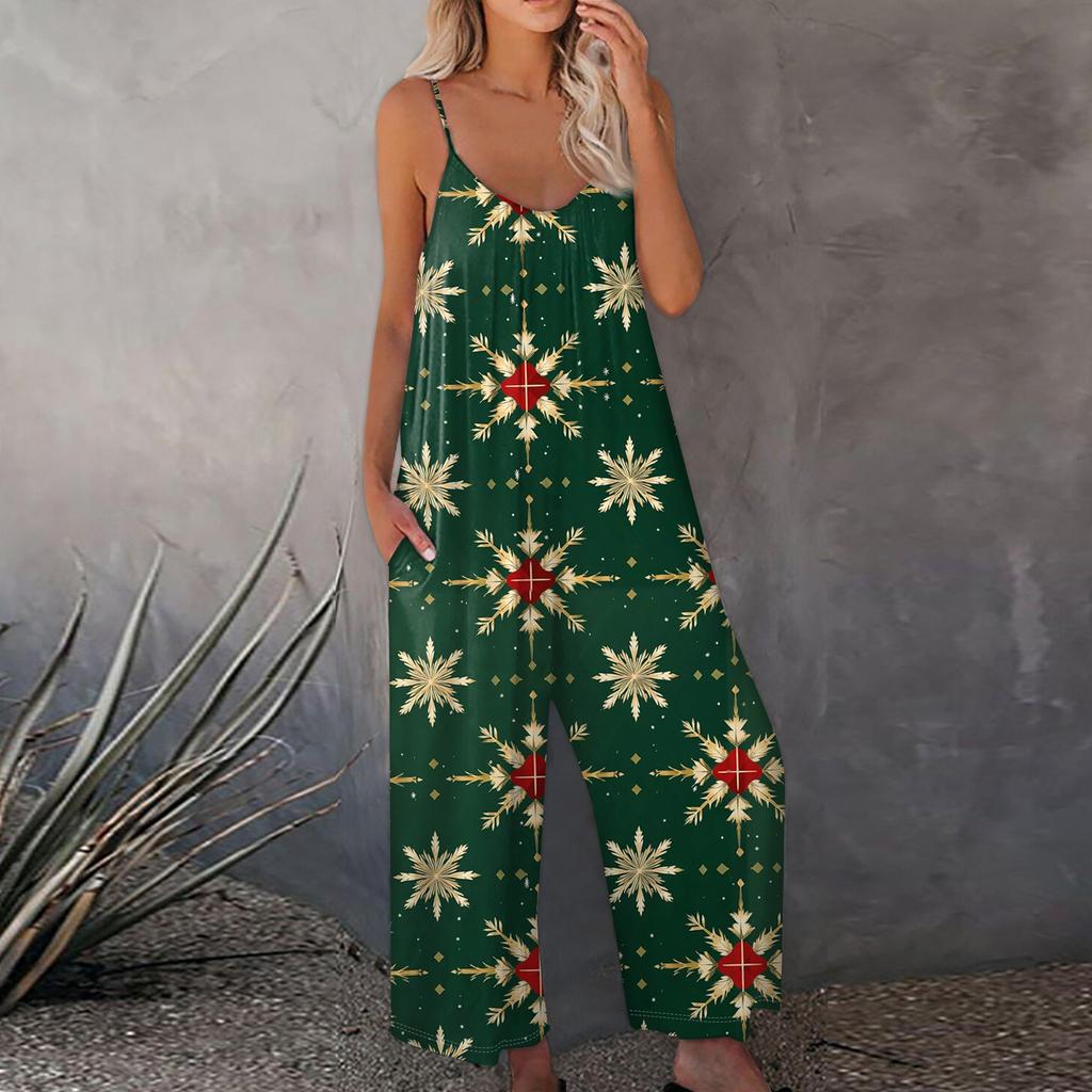 Bedruckter Damen-Overall, lässig, lockerer, verstellbarer Straps-Overall