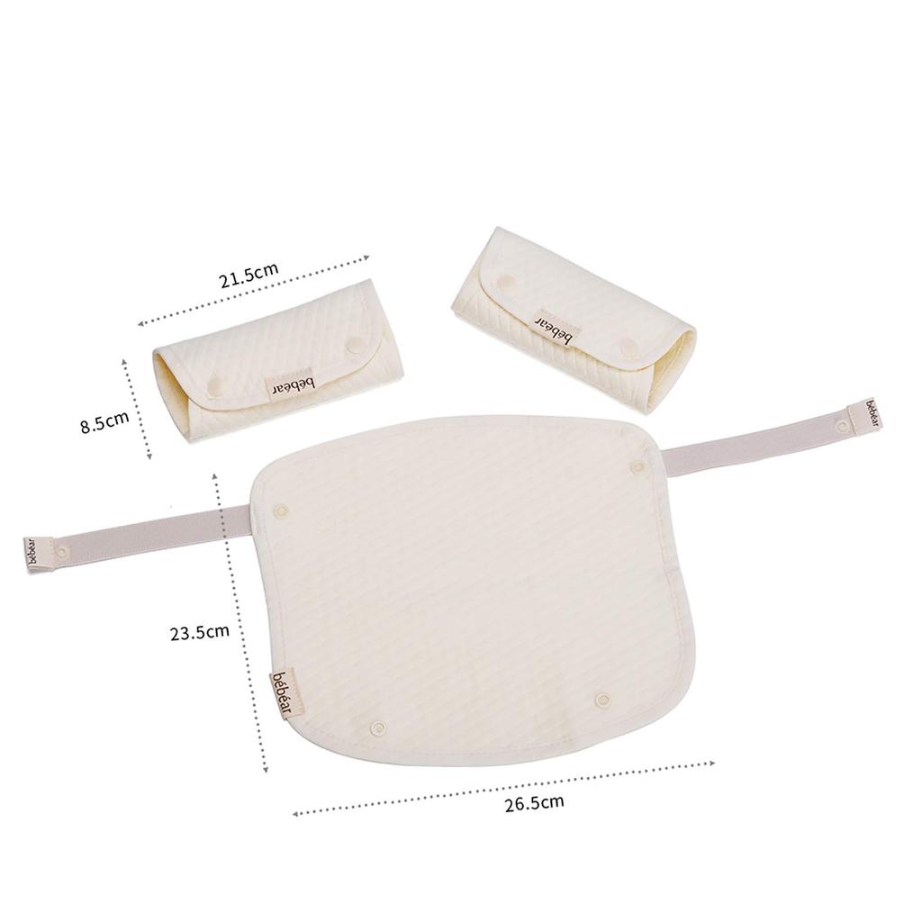 Bebamour Baby Carrier Drool Cover and Drool Pad Set Belt Sucking Pad for Baby Carriers (3-Piece Set) - Pad, 100% Cotton, (White)