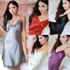 Sexy Lace Women Night Dress Nightwear Mini Deep V Straps Skirts Sleepwear Silk