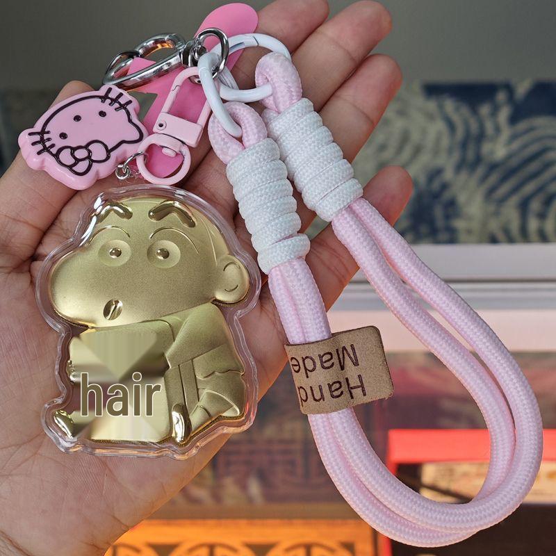 999 Pure Gold Crayon Shin-chan Cartoon Charm Pendant: Keyring & Phone Chain Accessory