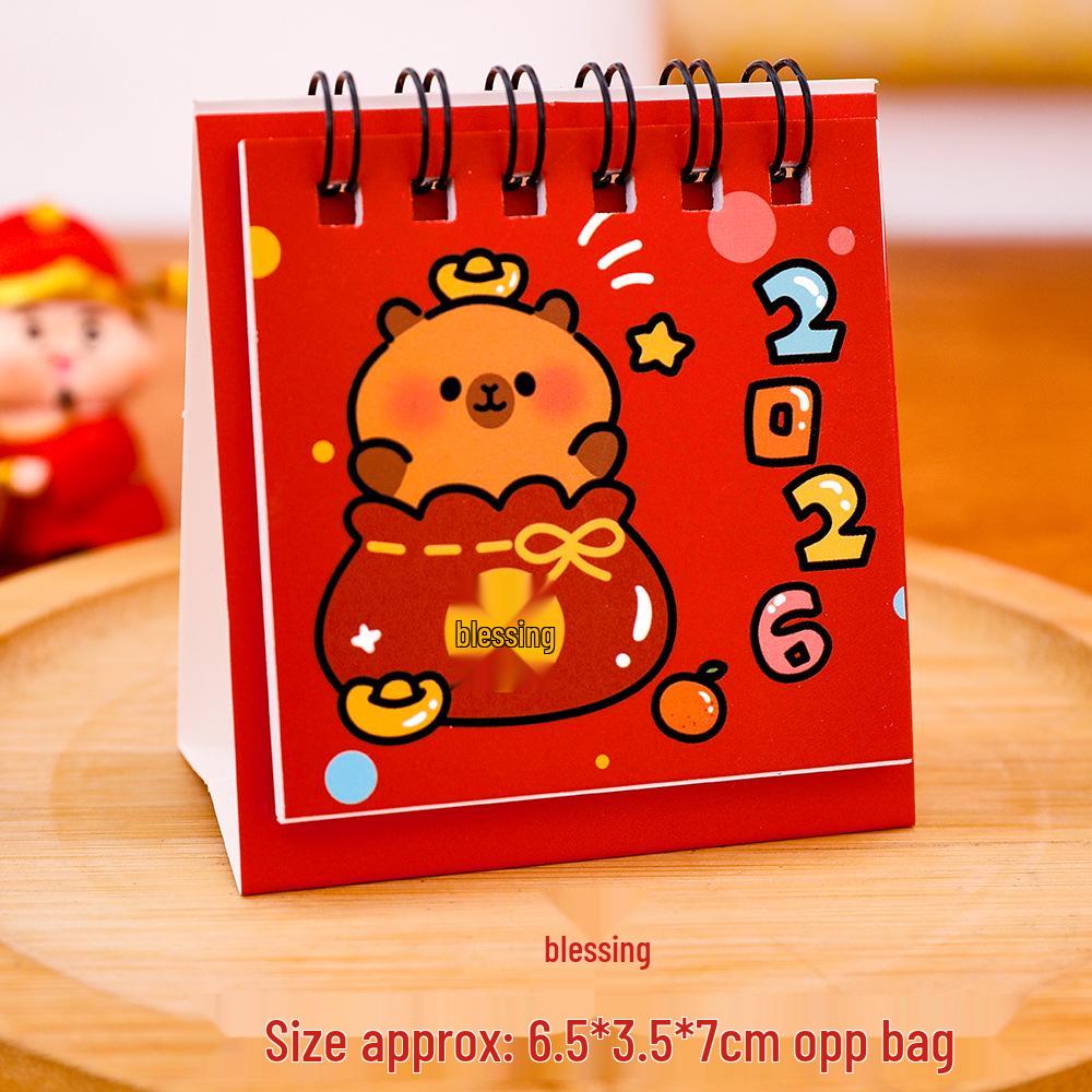 2026 Year of the Horse Mini Cartoon Desk Calendar - Cute Desktop Decoration & Punch-in Calendar, Small Gift Idea