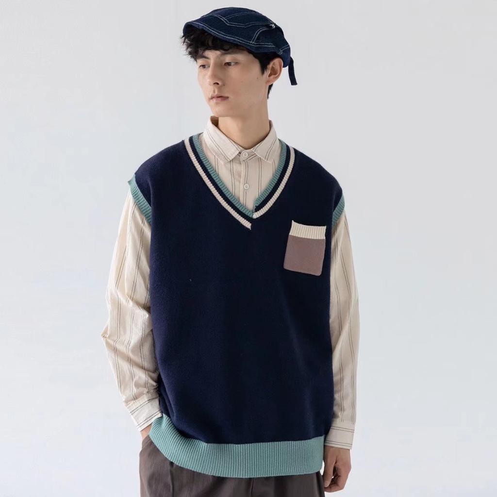 Men's Multi Color Fashhion Tops Cargo Outerwear Streetwear Sleeveless Jacket Warm Loose Knitting Vest Spring Autumn Sweater For Men