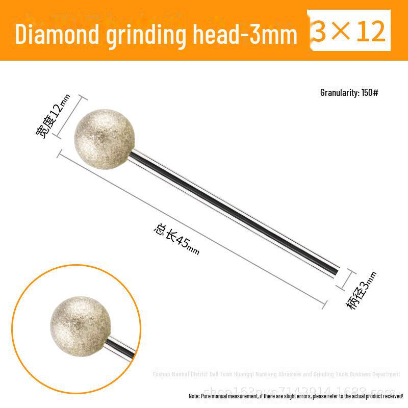 3mm Diamond Grinding Heads for Electric Grinder – Cylindrical, Bullet, Umbrella, Ball Shapes