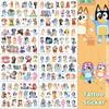 Pegatinas de Tatuajes Temporales de Bluey Bingo Perro Azul Anime Figuras de Acción Dibujo Animado Decoración Pegatinas DIY Juguetes de Cumpleaños para Niños