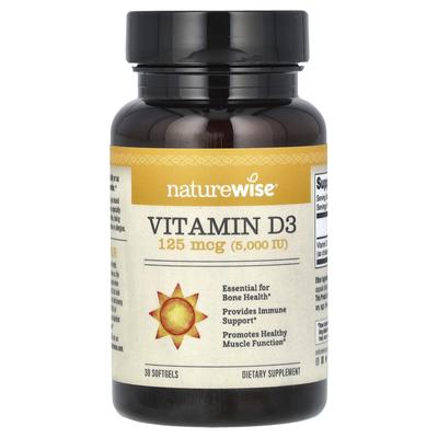 Vitamín D3, 125 mcg (5 000 IU), 30 mäkkých kapsúl