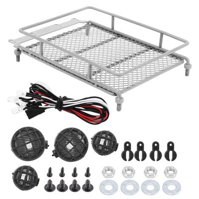 Metal Roof Rack Luggage Carrier with LED Light Fit for MN 112 RC Crawler MN90  MN90KSilver