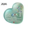 Healing Style Bird Pattern Ornament Heart Shape Acrylic Friendship with Engraved Verse & Tree, Desktop Appreciation Gifts for Long Distance Friend Art
