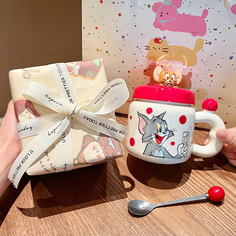 Cat and Mouse Joint Ceramic Mug Boys and Girls Birthday Gift Large Capacity Drinking Cup Couple Birthday Gift