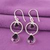 Pear Crown Chakra Amethyst Stone Sterling Silver Daughter Gift Dangling Earrings EE-140-5