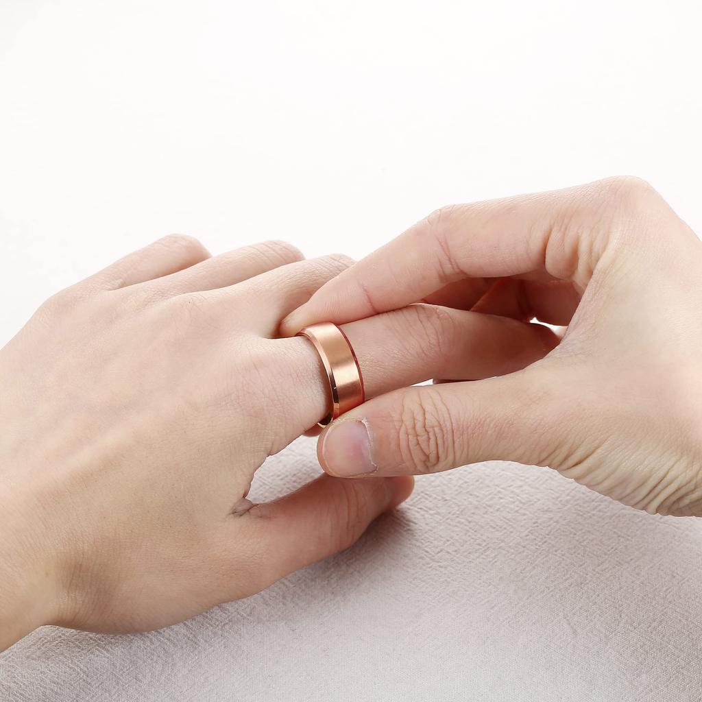 Klassikalised 8 mm roostevabast terasest meeste sõrmused roosakuldse värvi harjatud pinnaga pulmaring unisex kihlasõrmus ehted kingitused tilkmüük