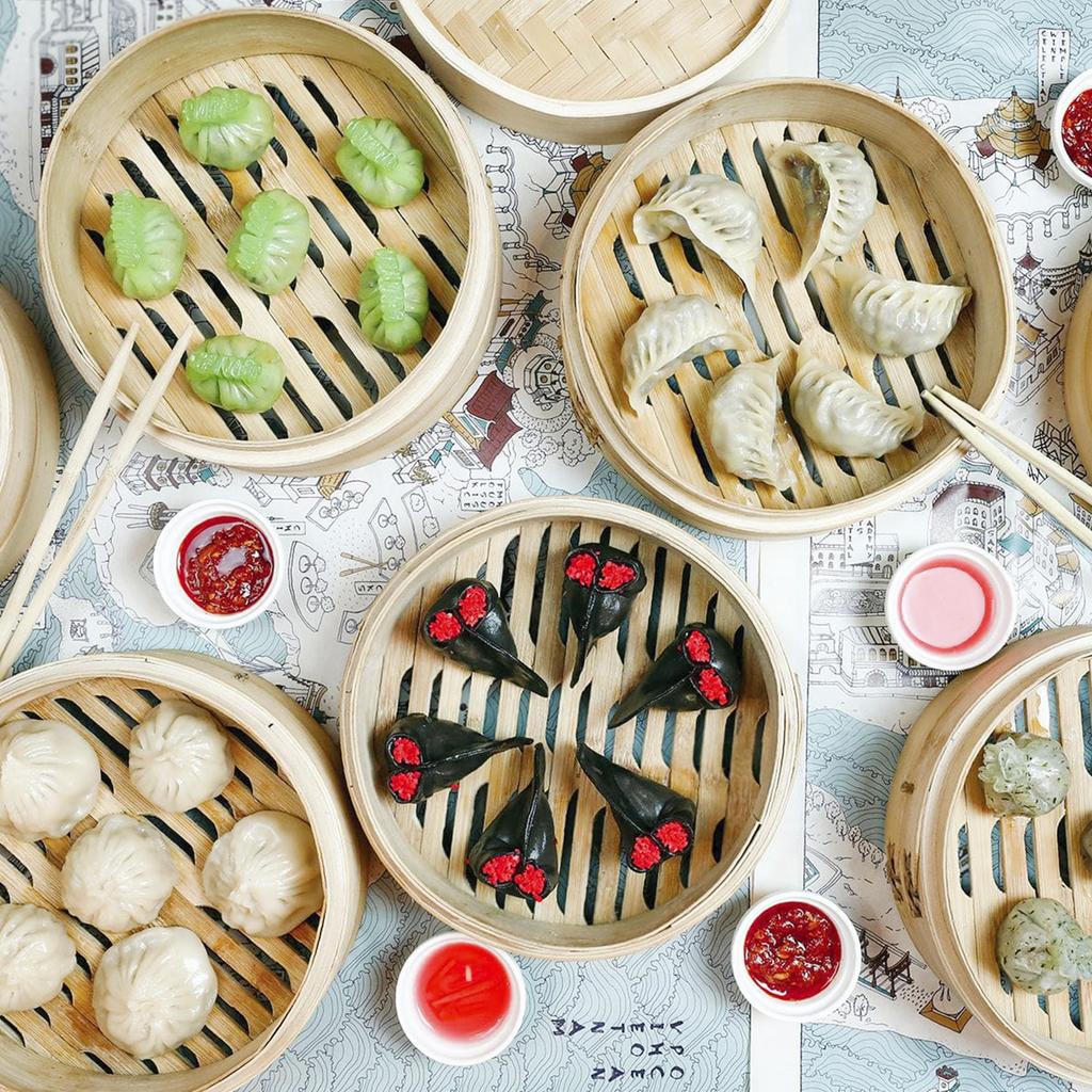 Double layer Bamboo Steamer Basket Dumpling Steamer Basket Chinese Steamer Basket Bamboo Steamer Cooking Bao Buns Steam Basket
