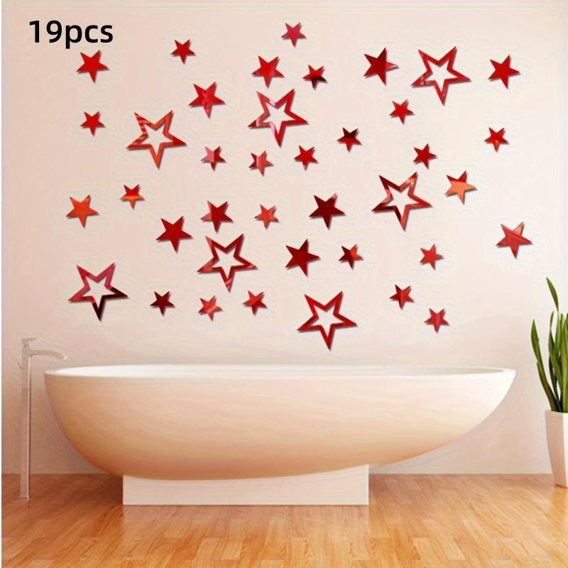 19Pcs 3D Acrylic Mirror Star Wall Stickers Self Adhesive Star Decals Removable DIY Mural for KidsBedroomLivingRoom HomeArt Decor