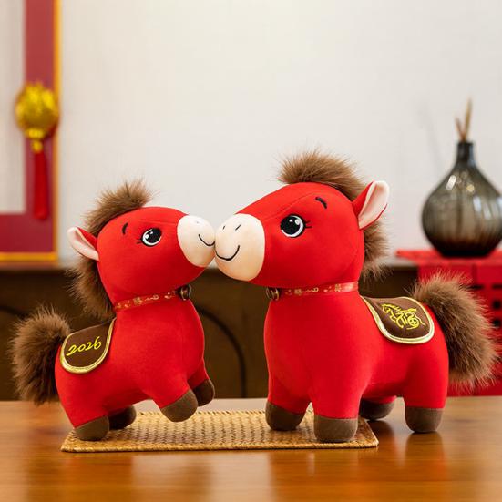 Stuffed Fortune Horse Blessing Horse Doll with Fuzzy Mane And Tail