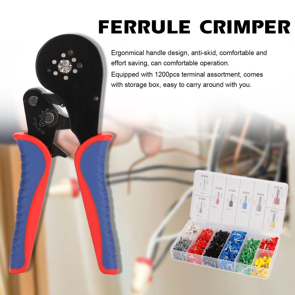 HSC8 16-6 0.08-16msquare Meters Ferrule Crimping Tool Kit High Hardness Crimper Plier With1200pcs Wire Ferrules