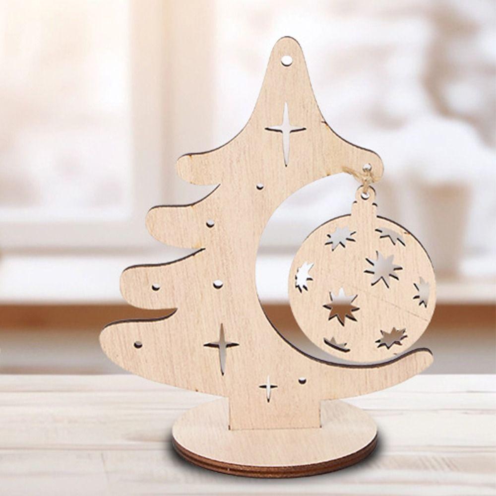 DIY Xmas Tree Ornaments Wooden Merry Christmas Decor  Home Desktop Decor