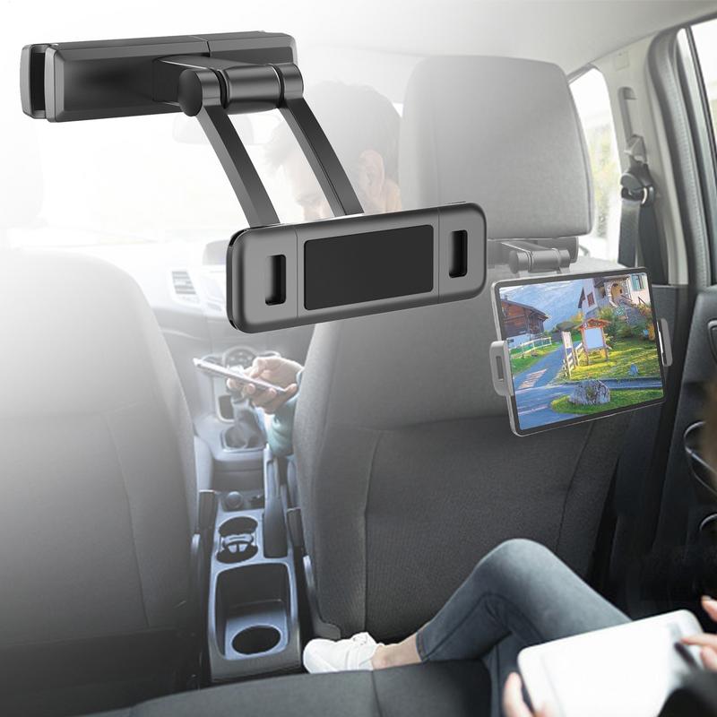 Tablet Holder For Car Adjustable Headrest Phone Mount Space-Saving Tablet Stand Vehicles Must Haves For Travel Navigation Daily
