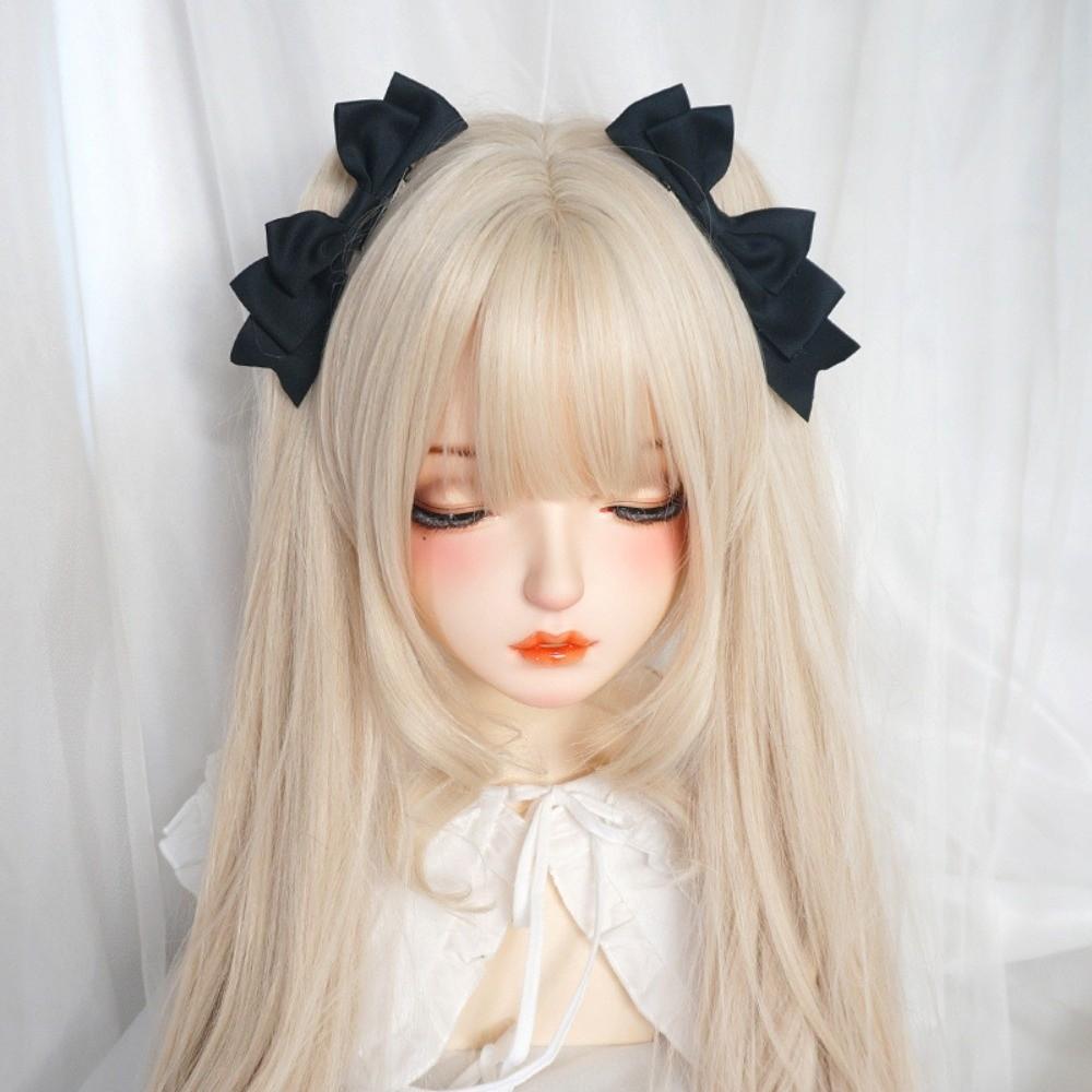 2Pcs Fabric Bow Hair Clips Lolita Cosplay Hairpin Cute Duckbill Clips Headdress