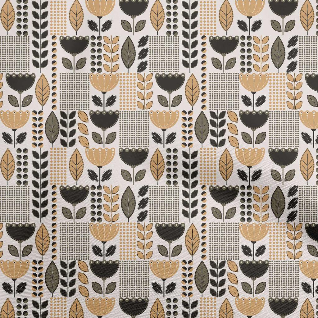 oneOone Țesătură din bumbac Flex, gri, cu puncte, țesătură florală, pentru cusut țesături artizanale imprimate la oarde, 40 de inci