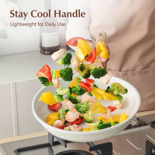 SENSARTE Nonstick Ceramic Frying Pan Skillet with Lid, 8 Inch Omelet Pan, Healthy Non Toxic Chef Pan, Induction Compatible Egg Pan with Heat Resistant