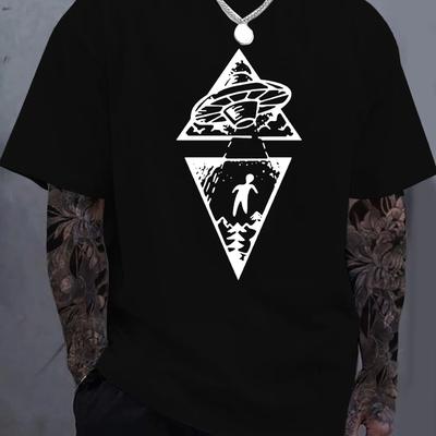 Men's Summer Cotton Fashionable Casual Loose Creative Interesting Pattern Printed Round Neck Short Sleeved T-shirt Top