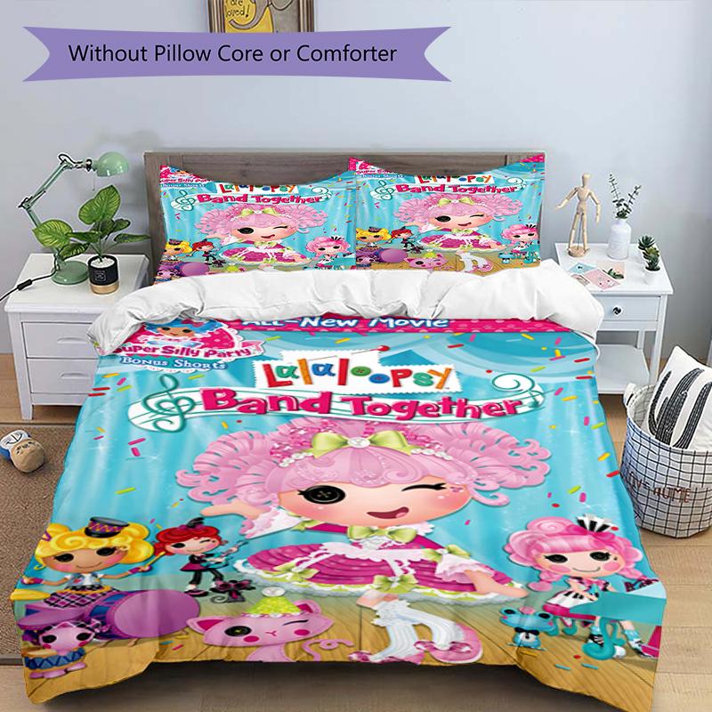 3pcs Lalaloopsy2 Design Cover Set - HD Printed Bedding with 1 Cover and 2 Pillowcases - Perfect for Home and Dorm Decor
