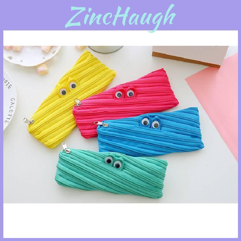 Unique Canvas Zipper Pencil Pouch For Students Fun And Quirky Korean Style Design