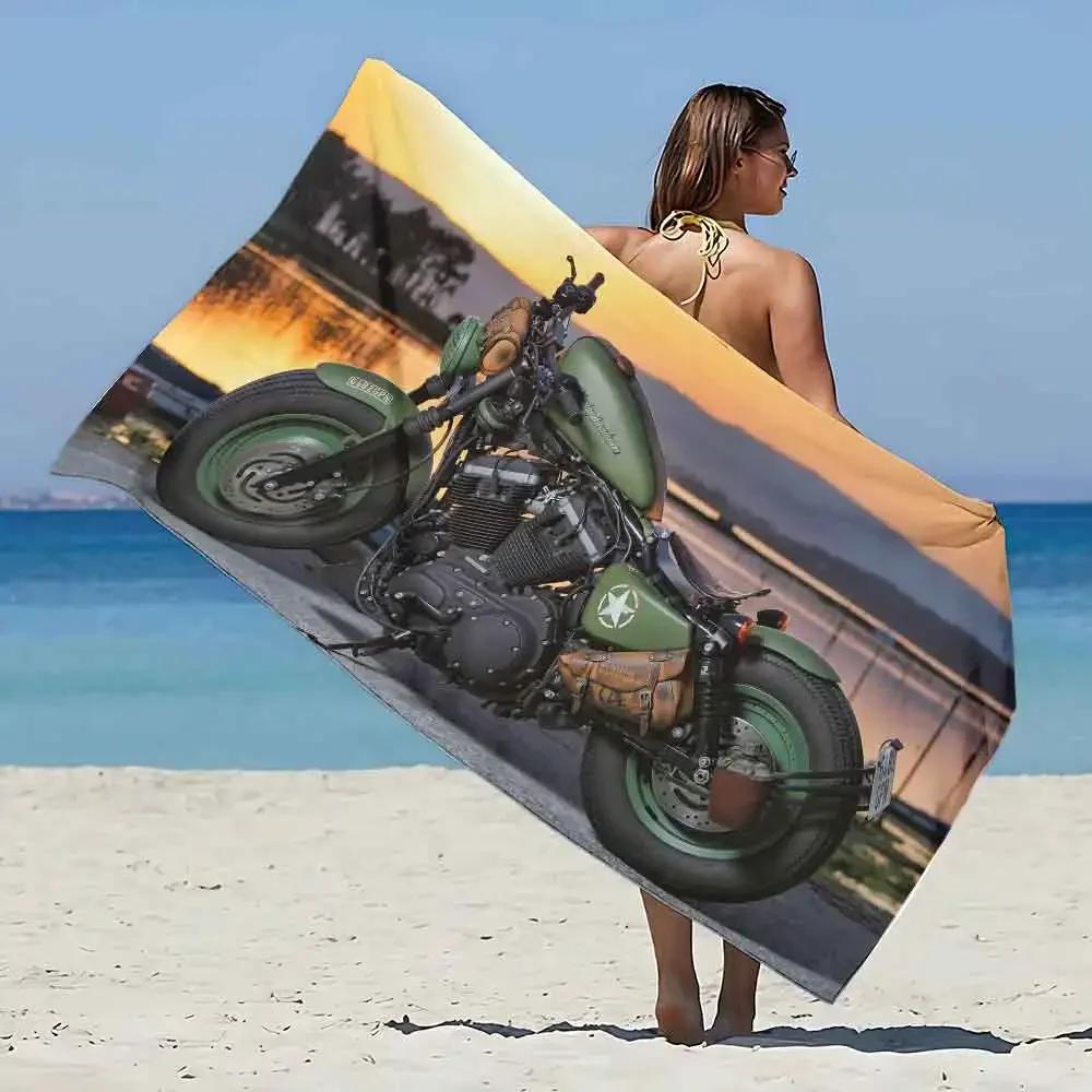 Sunset Motorcycle Print Bath Towel - Soft Absorbent Towel for Bike Lovers, Unique Design for Everyday Use and Travel