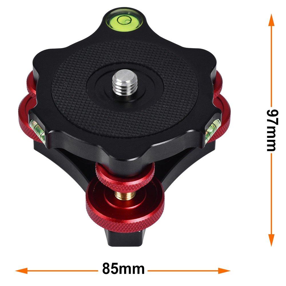 Photography Tripod Leveling Base Precision Leveler with Bubble Inch Screw and Three Adjustment Dials Degree Adjustment Made of Aluminum Alloy [MENGS]